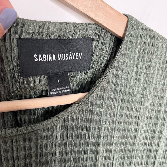 Subina Musayev Anthropologie Textured Renaissance Midi Dress Size Large Green - Picture 7 of 11